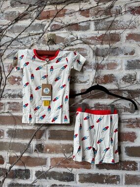 NWT Larkspur Baby Company Bamboo 2pc Pajama Set - Rocket Popsicle 4T Summer PJ